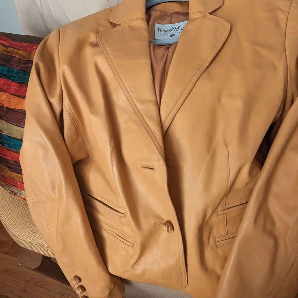 Pamela McCoy Tan Leather Blazer